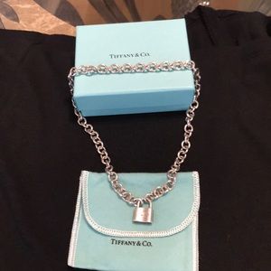 Tiffany and Co lock choker silver necklace.